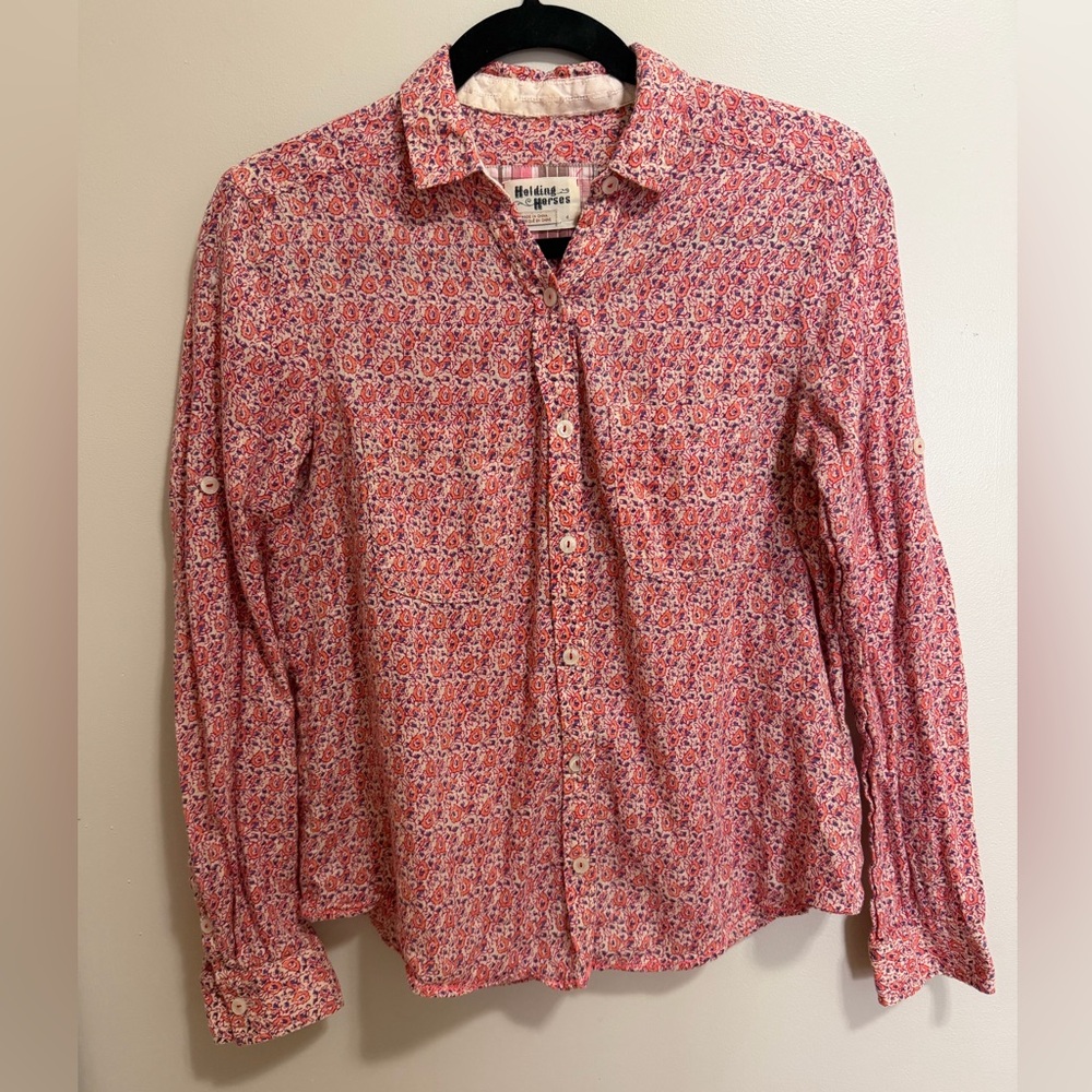 Holding Horses Anthropologie Floral Button Down Top Women’s Size 4